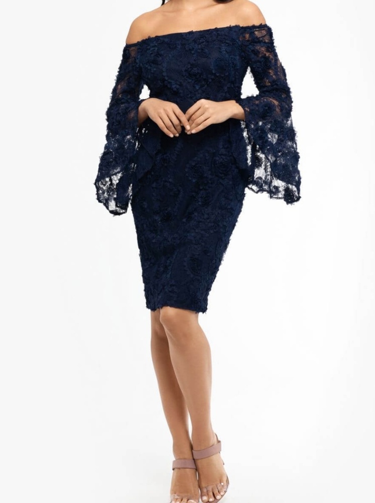 NWT Navy Off The Shoulder Lace Dress